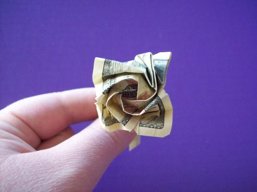 “Money Rose” designed by Sok Song and Seth Friedman.Folded by Annalisa from a US dollar bill (and a 