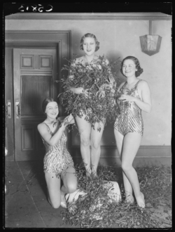 &lsquo;A mistletoe tableaux, Prince of Wales Theatre, Leicester Sq, London&rsquo;, taken in 1933 by Leslie Cardew for the Daily Herald.