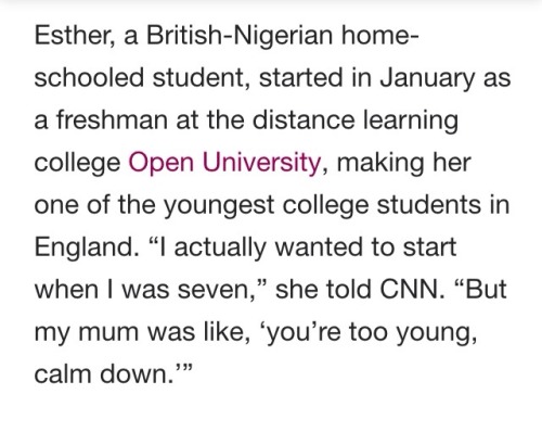 theequeenpin:loverrtits:dealinghope:Meet Esher Okade The 10 year old college prodigy ! Baby girl wan