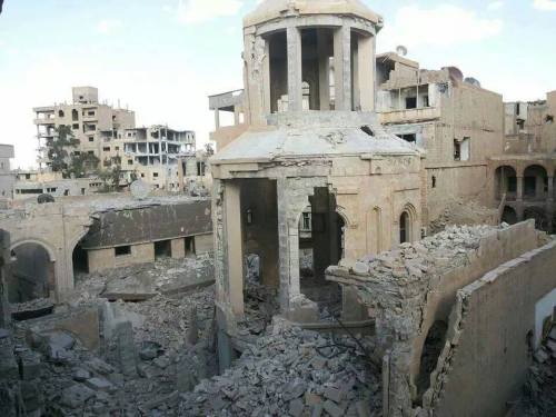 architectureofdoom:Armenian Genocide Memorial Church in Der Zor (Syria) blown up by ISIS