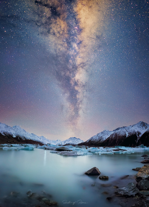 theencompassingworld: Milky Way over Tasman Glacier, New Zealand | by South of Home More of our amaz