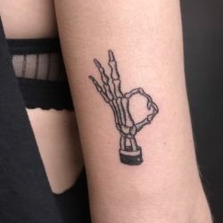 brunolevytattoo:Handpoked skeleton hand