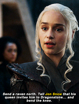 jondaenerysdaily:Daenerys and Jon saying each other’s name on screen for the first time. (requested by @manbunjon)