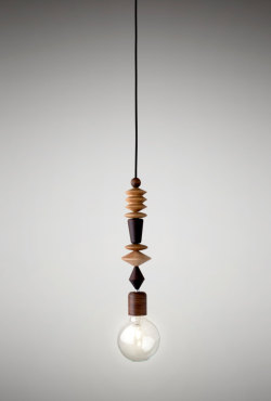 sosuperawesome:  Wooden bead pendant lights