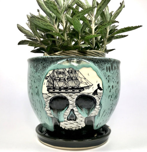 sosuperawesome:Mugs and Planters - including House Colored Wizarding Mugs Scrimshaw Pottery on EtsyS