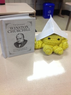 joeyskingdom:  thefurrydoctor:  joeyskingdom:  Baby Squidzilla wears his paper hat to a meeting with Winston Churchill.  and who made the hat  You did! :) By the way your one of his uncles, just for future reference. 