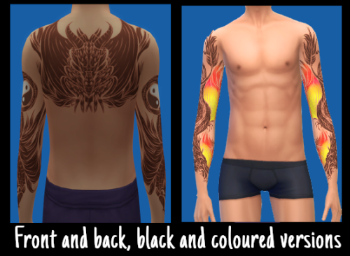 alpine-lapine: [TS4 Tattoos] 3 Dragon TattoosSome of my old dragon art from 2017-18 changed into TS4