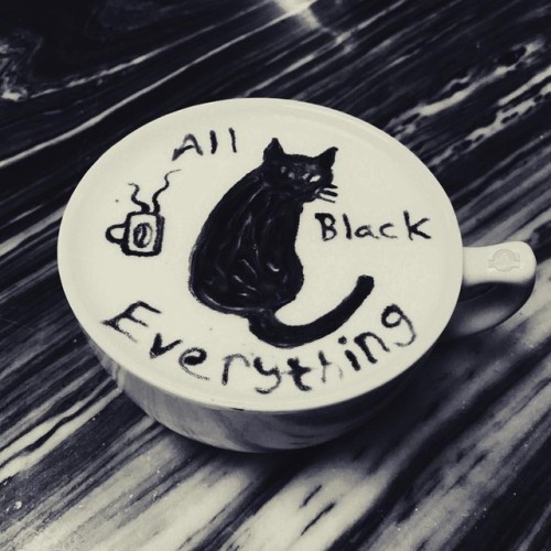 All black everything when it comes to my coffee. How bout you? . . . . . #blackcat #cat #kitty #feli