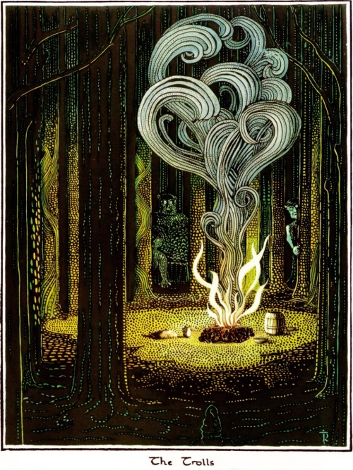 boomerstarkiller67: The Hobbit - art by J.R.R. Tolkien (1937-1938), illustrations 2, 5, 6, 7 and 9 c