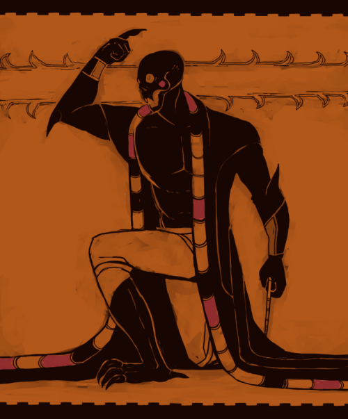 rumminov: Watched Hercules today so I did another black-figure pottery inspired piece. Its been awhi