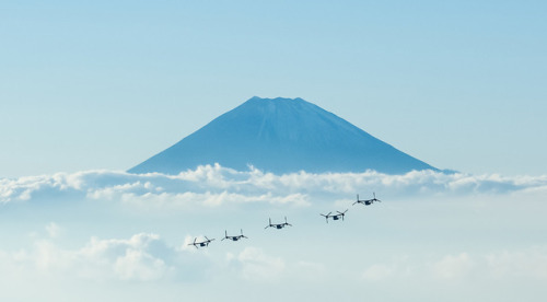 A gaggle? No, a flock of Osprey? In any case, here’s 5 MV-22s in a pretty epic shot taken near