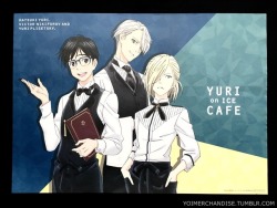 yoimerchandise:  YOI x Avex Pictures Yuri on ICE Cafe (2017) Merchandise Original Release Date:May 2017 Featured Characters (9 total):Viktor, Yuuri,   Makkachin,   Yuri, Otabek, Christophe, JJ, Phichit, Seung Gil Highlights:Members of the YOI cast host