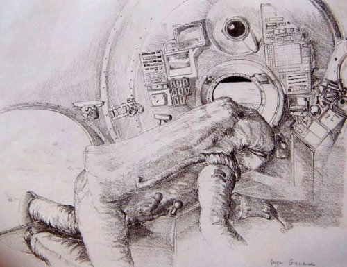 for-all-mankind:spacewatching:Russian landing on the moon.  All drawn by Serge GracieuxBeautifu