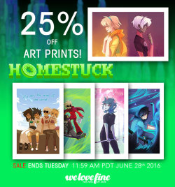 welovefinetees:  We’ve got brand new art prints from @ikimaru to cover your walls with! Grab yours while they are discounted! http://www.welovefine.com/feature/homestuck-weekly-release.html   hey guys, got some of my pictures up as art prints if you’d