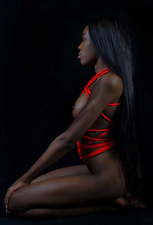 prettyperversion:  “Roped in red”  Photographer @prettyperversion Model @therealcierra.j  on Instagram go check her out.   Don’t remove caption or credit or you will be blocked. 