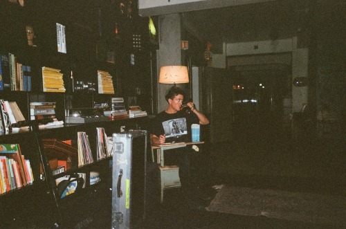 Writing postcards at Kex Hostel, Iceland. Disposable camera
