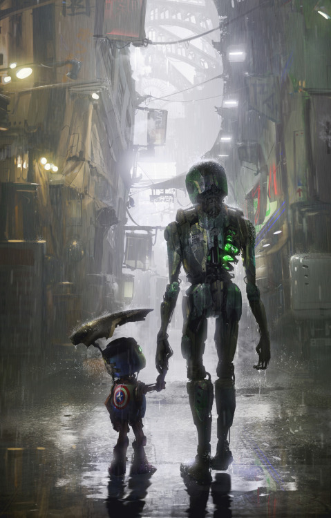 Fatherly love by Vincent Lefevrehttp://ptitvinc.cgsociety.org/art/bot-photoshop-robot-cyberpunk-fath