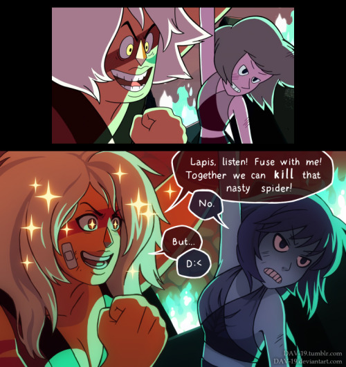 dav-19:  I did some funny screenshots, and wanted to redraw one… But then I came up with a little story.http://dav-19.deviantart.com/art/Steven-Universe-Screenshots-Redraw-549321577  This should totally be canon! XD