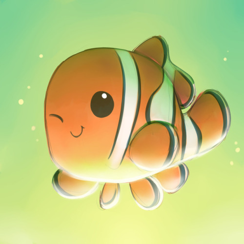 Clownfish in green glow Color practice to get my mood up :)