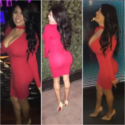 shefitsthatdress:  @mysassysam  The smile, her hair, loving eyes on top of that fit curvy body in that stunning red dress.#NumberOne