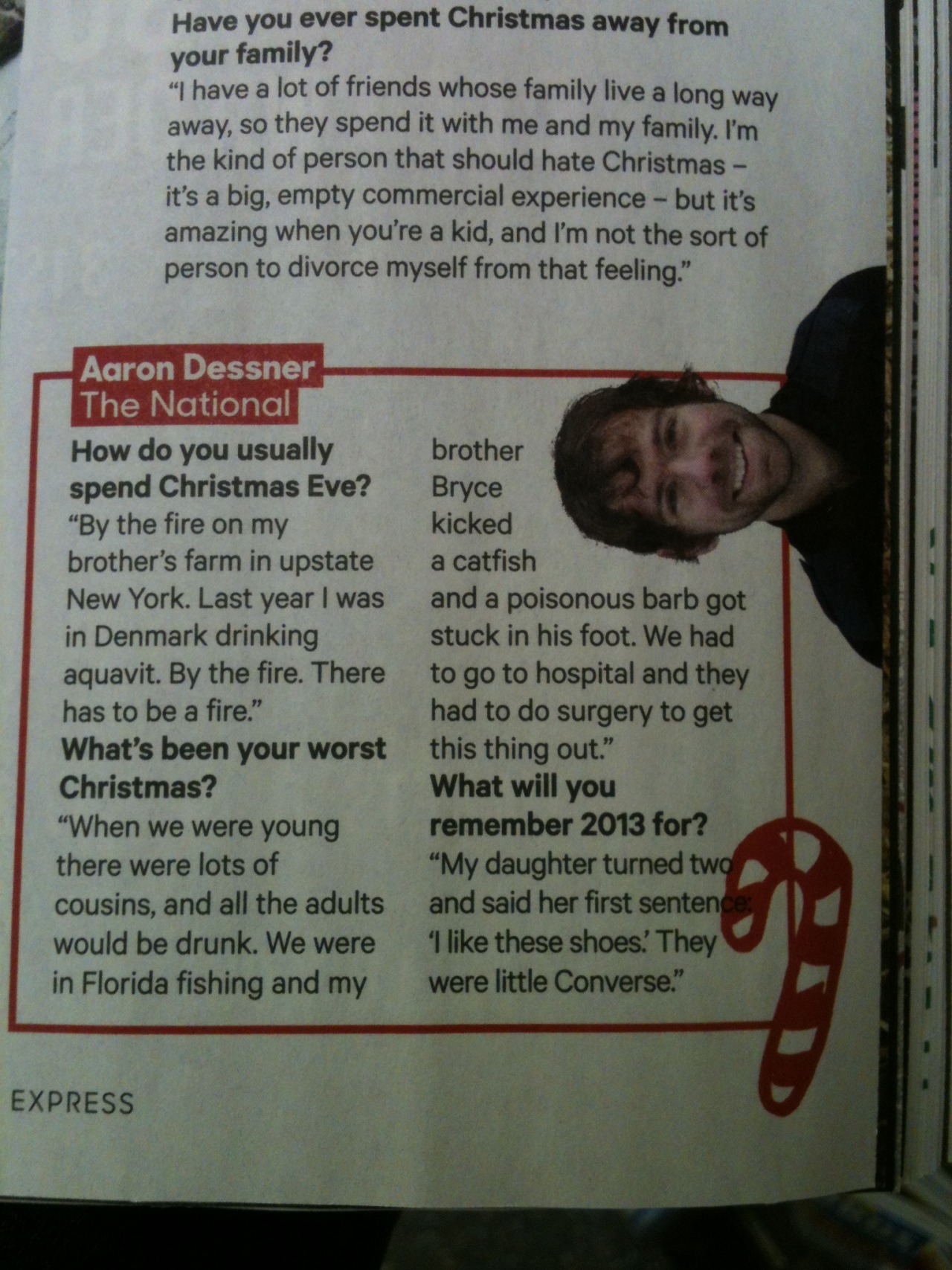 putonyourbathingsuits:  Aaron in this weeks issue of NME.  The story about his daughter