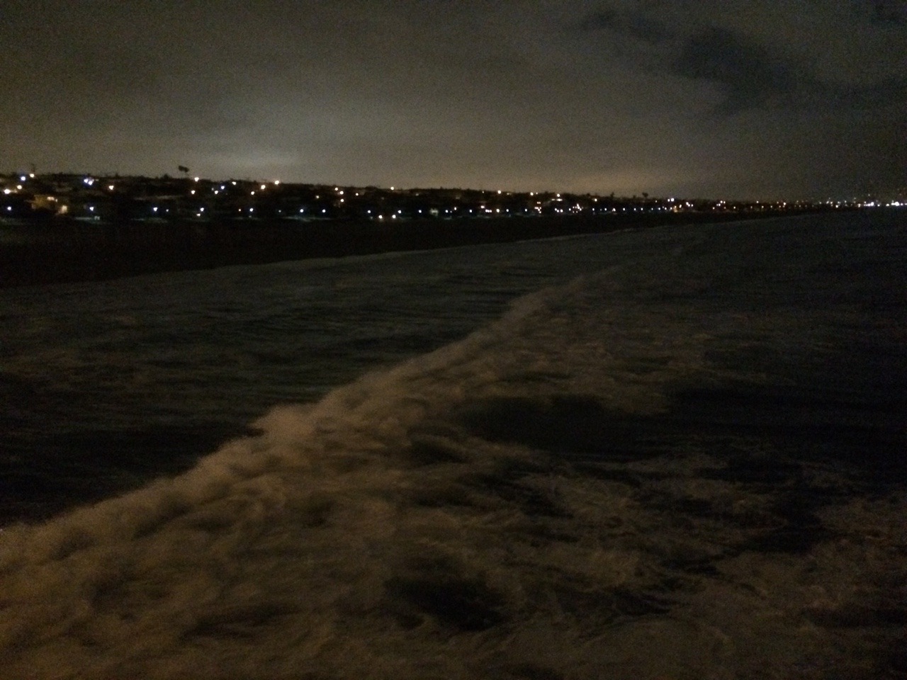 Night walk in Manhattan beach. Full moon.