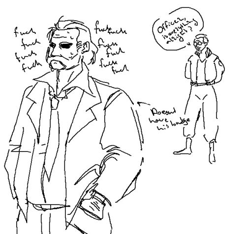 harry du bois doesn't hve his badge and is losing it quietly while kim is looking at him concerned and saying "Officer, is everything alright?"