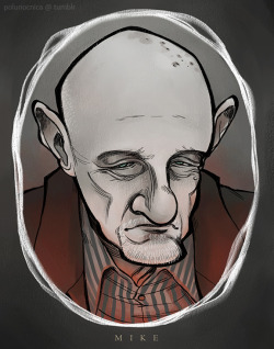 polunocnica:  Second Breaking Bad portrait. Going to try to do at least one of these every week until the finale. Fun fact: Jonathan Banks, the actor who plays Mike, also played an alien in the Deep Space Nine episode “Battle Lines”. I watched the