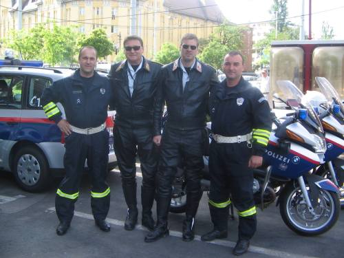 Serbian and Austrian motorcycle cops