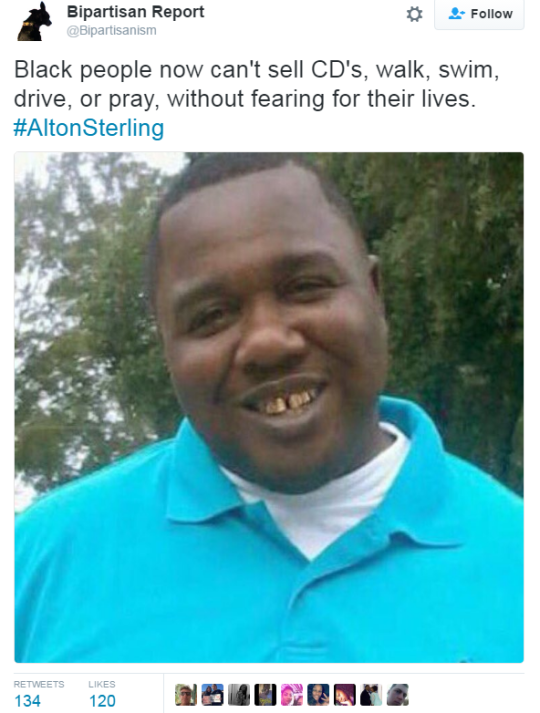 nevaehtyler:  i-am-kitmama:  destinyrush:  Alton Sterling Fatally Shot by     Louisiana    Cops for Selling CD’s (GRAPHIC VIDEO) Graphic video shows a Baton Rogue police officer fatally shooting Alton Sterling, a 37 year old Black man who was selling