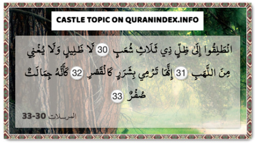 Discover Quran Verses about #Castle @ https://quranindex.info/search/castle [77:30-33] #Quran #Islam