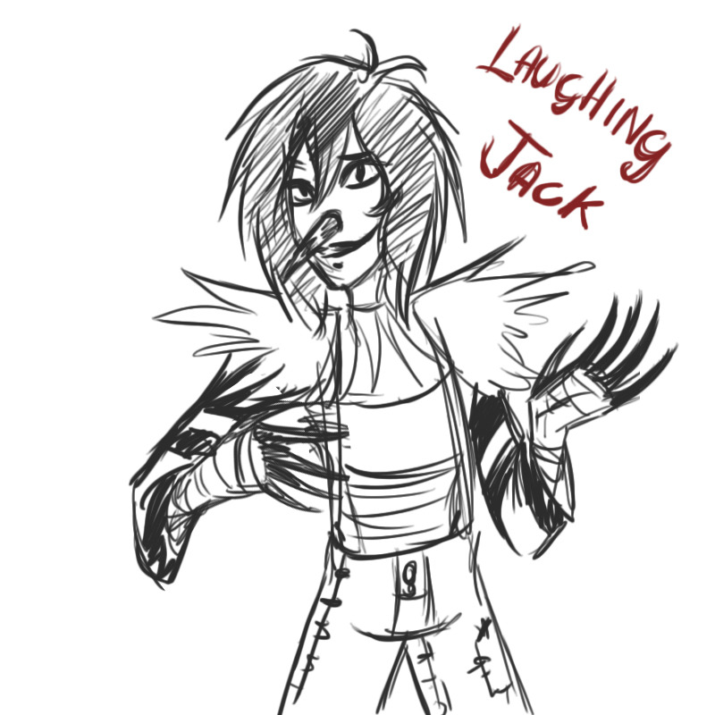 askjeff-da-killer:
“ Admin: my first attempt of drawing laughing jack
”
“El sonriente Jack” o “Laughing Jack"