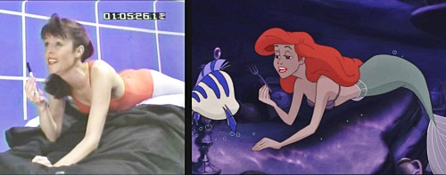 scurviesdisneyblog:Sherri Stoner live action references of Ariel for The Little Mermaid.