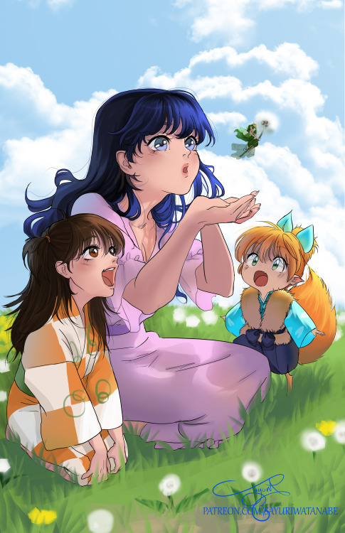 sayuri-watanabe:Helping a fairy

I was making this small story inside my head where Kagome, Shippou, and Rin are playing and they find a hurt fairy and they help her out xD and kagome blows some wind into the dandelion so the fairy can fly back home cx

You can support me herepatreon.com/sayuriwatanabeor  you can buy me a coffee :D https://ko-fi.com/sayurianb

I started using twitter for my nsfw art  if anyone interested :D https://twitter.com/sayuriwatanabe7 #kagome#rin#shippo