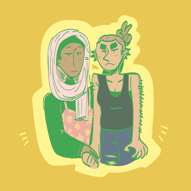 some OCs i’ve been thinking about for a minute! their names are Leona and Rumi, they are roommates, and both are grumpy as shit...