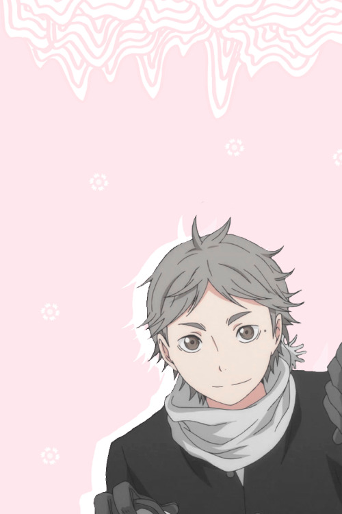 tobiohchan:Haikyuu mobile wallpapers requested by sobrightandshinee★↳“Sugawara + pink”  (*´∀`*)
