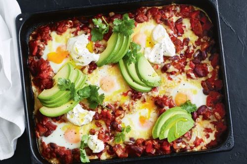 Mexican tray bake with eggs