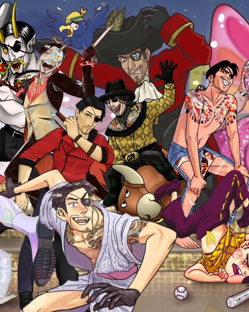 translucentchick: Majima Everywhere!!!Special thanks to @kuroki–san for the amazing background!Thank