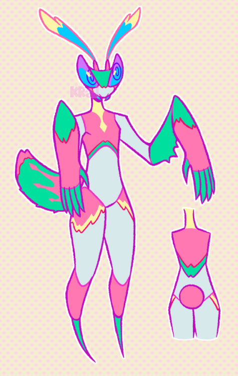 always wanted to design a bug furry, and i love me some orchid mantises so here&rsquo;s one :&gt; (i