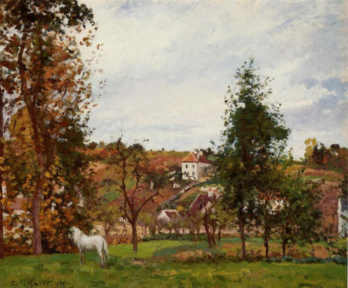 Landscape with a White Horse in a Meadow (L’Hermitage), Camille Pissarro (1830-1903)