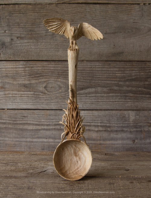 The Barn Owl Spoon (2018) - SoldCarved in English Oak by axe and knife.This spoon was inspired by a 