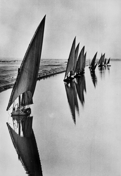 agelessphotography:Egyptian Fishing Boats, Suez Canal near Port Said, Alfred Eisenstaedt, 1935