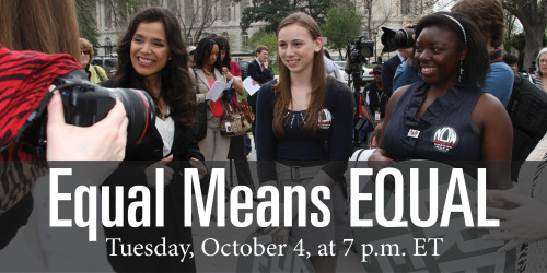 Join us Tuesday, October 4 at 7pm for a film screening of @equalmeansequalmovie, which looks at how 