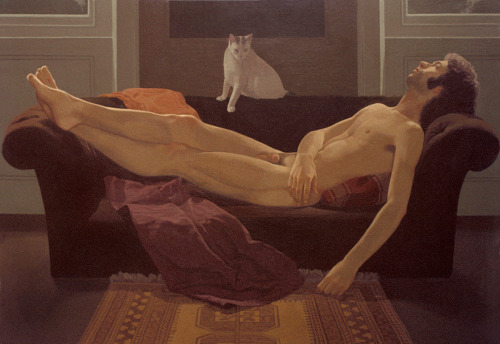 Thunderstruck9: Michael Leonard (British, B. 1933), Shawn With A White Cat, 1971.