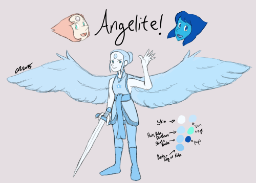 I thought it would be cool to see the evolution of my Pearlapis fusion design, Angelite. The very top one is the first concept design of her where she had a different name “Kyanite”. Of course that did not last long as she looked too different. Eventually