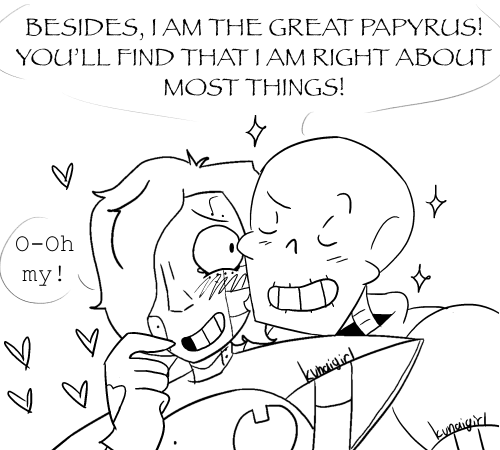 kunaigirl:  I gave myself a lot of feelings with this one, good ones for a change! I really like how it turned out honestly. Idk I just imagine that sometimes Mettaton would get made fun of for being so openly flamboyant; but that’s when the great and