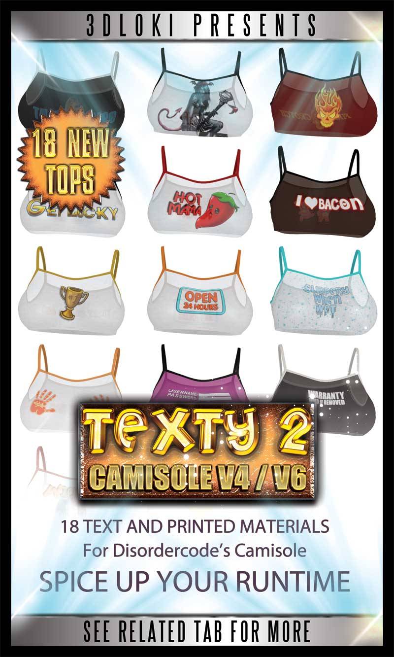   Texty II Camisole V4/V6 is a brand new Materials pack for  disordercode&rsquo;s