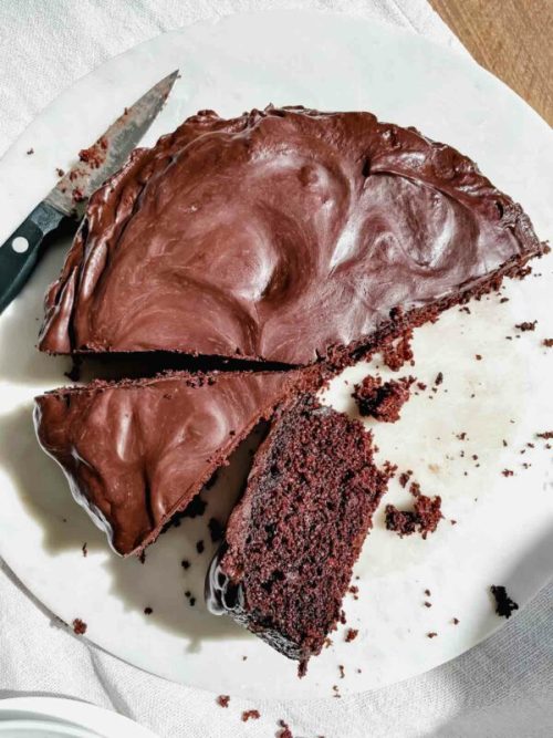 vTasty- Visually Tasty Food Blog Single Layer Chocolate Cake with Chocolate Ganache via Tumblr