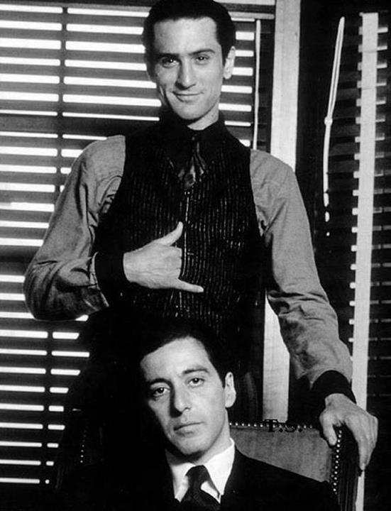 paintdeath:  secretempires:  Timeless Cool: Robert De Niro and Al Pacino on the set