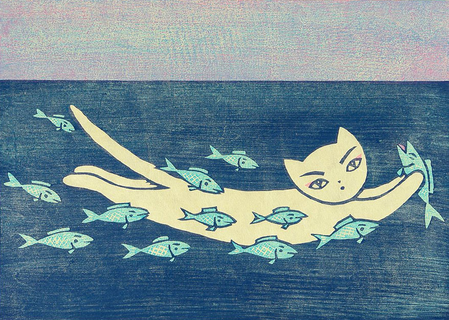 blackcoffeecinnamon:Oono Takashi (1951－)　大野隆司 Fishing Cat,　1980/90